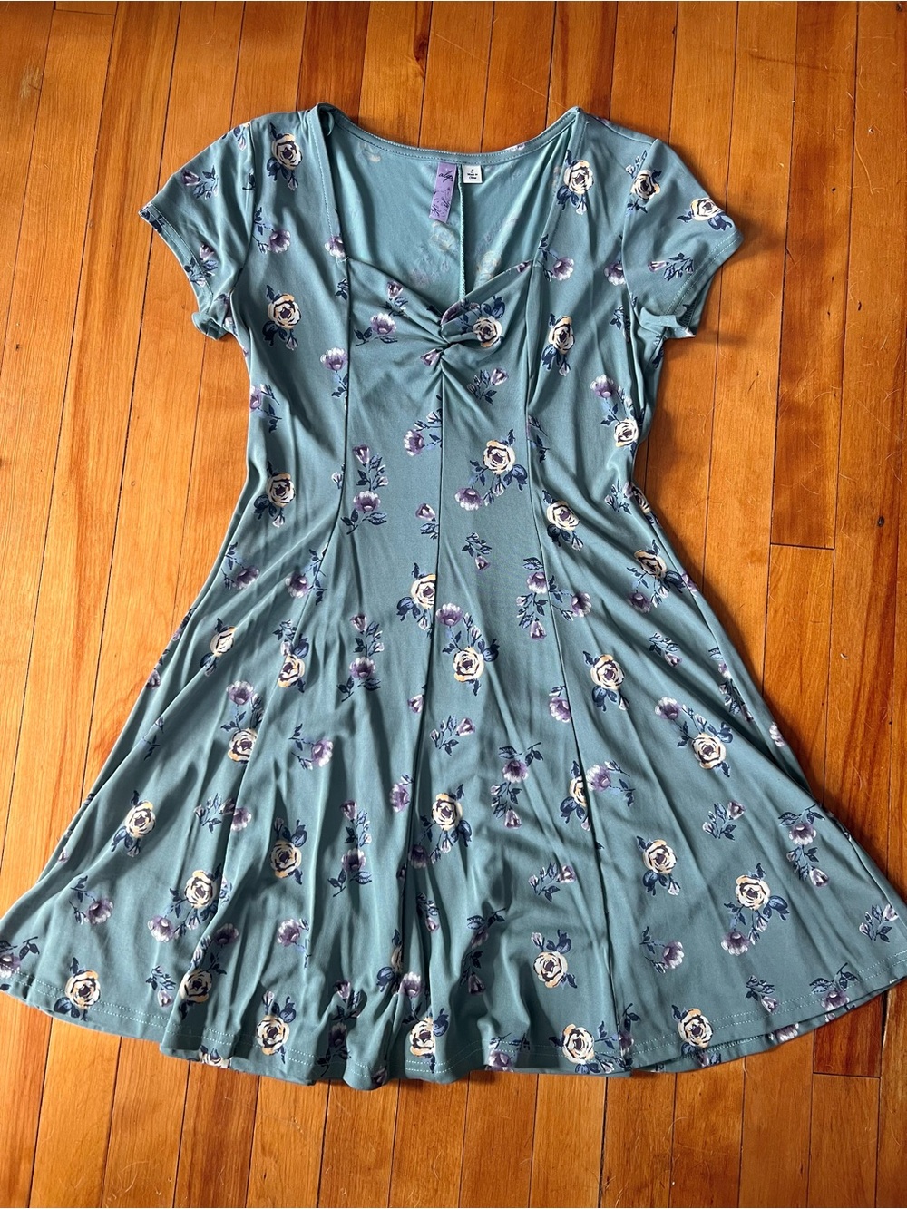 Teal Floral Swing Dress